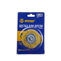 Щетка для дрели плоская  65 мм, 2,5 ", латунированная, волнистая проволока,"MAXIMUM" MX 17832